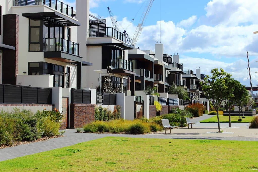 A row of houses with balconies and balconies.